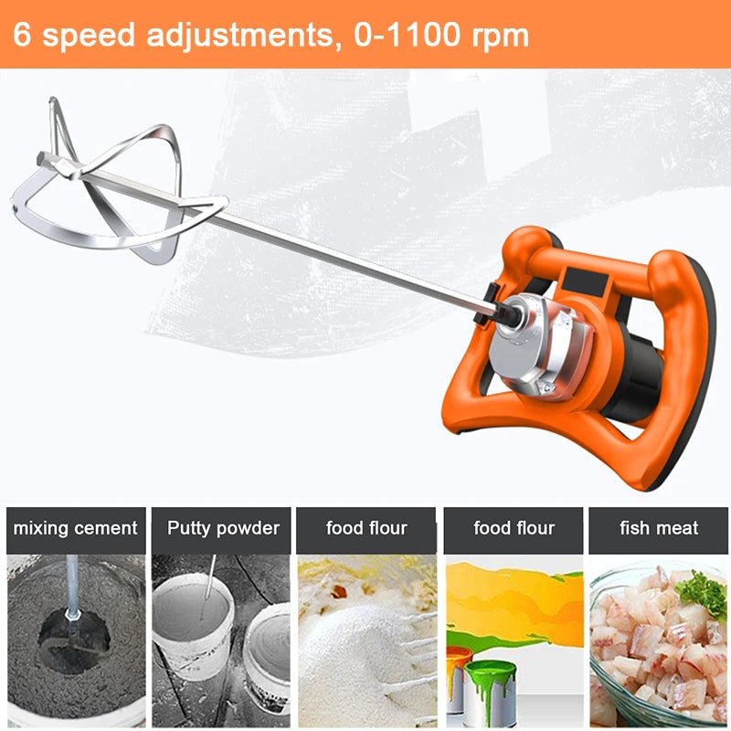 1400W Electric Concrete Cement Mixer - Handheld Paint Putty Powder Cement Plaster Mortar Coating Mixer