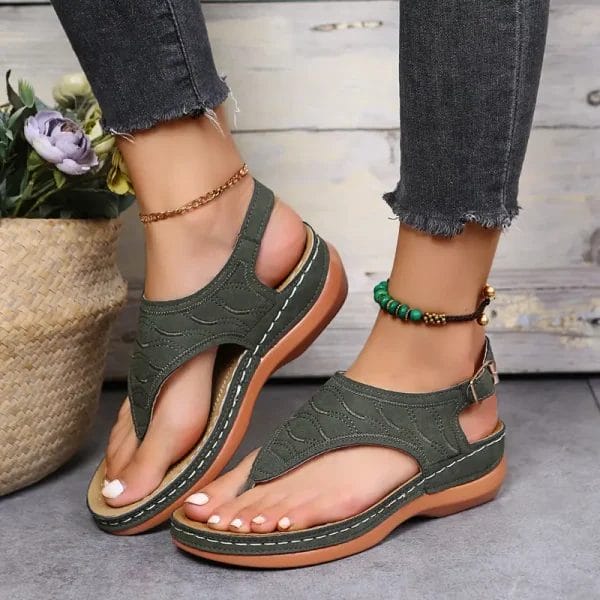 Leather Orthopedic Arch Support Sandals Diabetic Walking Sandals