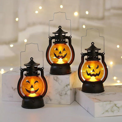 3-Packs Halloween LED Lantern Lights Decoration - Pumpkin Skull LED Pony Lantern Halloween Decoration