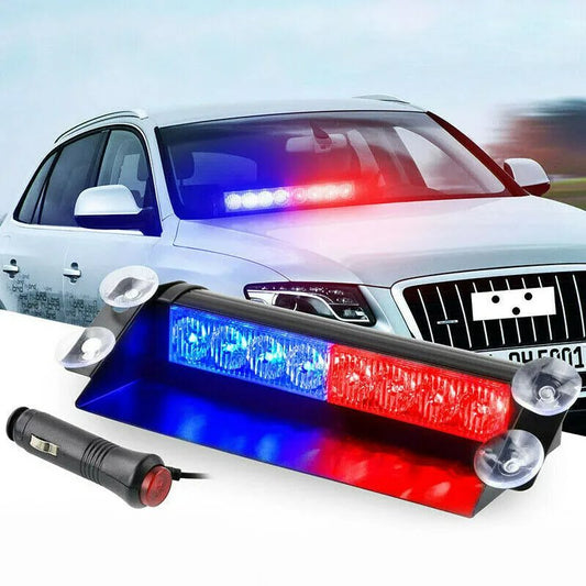 8 LED Police Lights Strobe Light For Car 12V Emergency Signal - Dashboard Interior Roof Windshield Safe Caution Hazard Light with Suction Cups