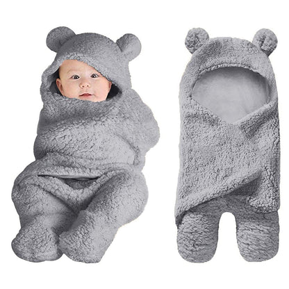 Newborn Baby Swaddle Blanket Wrap  | Winter Infant Soft Plush Romper Warm Hooded Wrap.