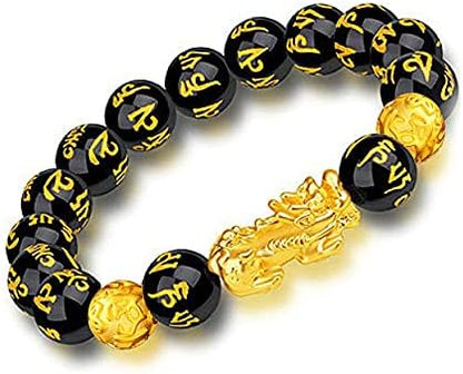 Feng Shui Black Obsidian Wealth Bracelet – Pixiu, Wealth, Buddha