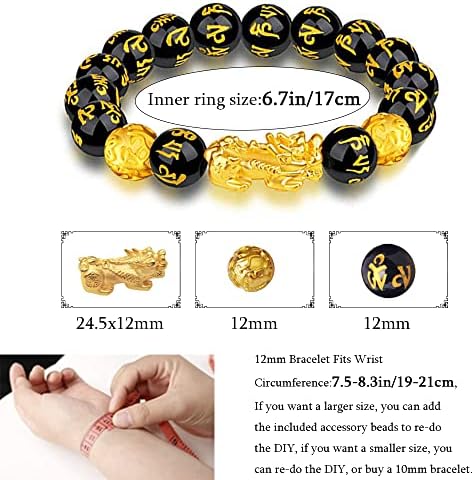 Feng Shui Black Obsidian Wealth Bracelet – Pixiu, Wealth, Buddha