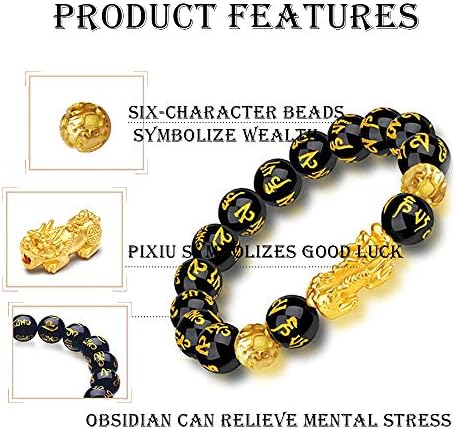 Feng Shui Black Obsidian Wealth Bracelet – Pixiu, Wealth, Buddha