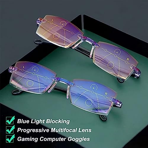 FoldFlat Sapphire High Hardness Anti-blue Progressive Far And Near Dual-Use Reading Glasses