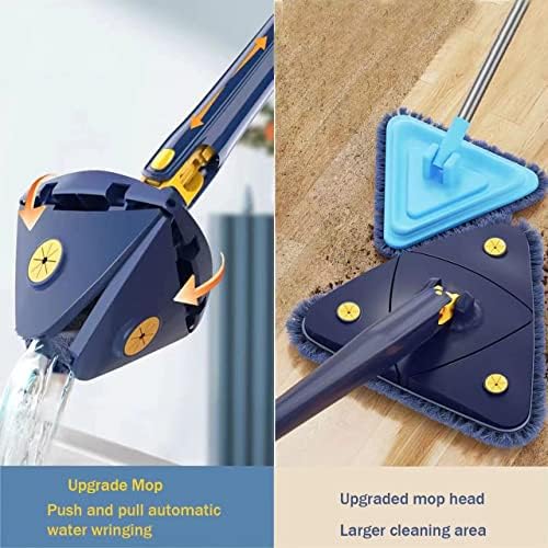 360° Rotatable Adjustable Cleaning Mop, Improved New Triangle Cleaning Mop with Automatic Water Squeezing Function