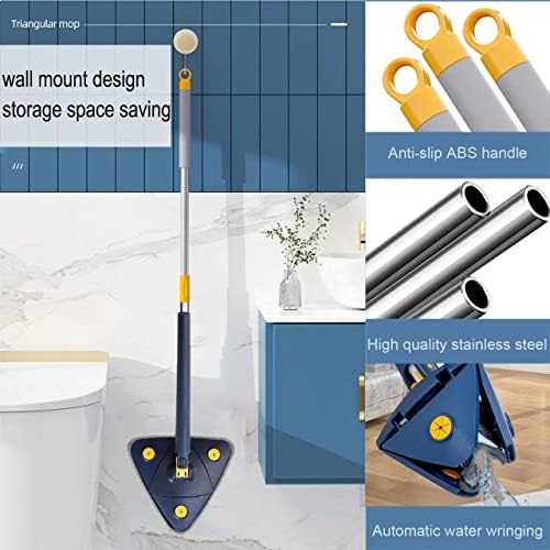 360° Rotatable Adjustable Cleaning Mop, Improved New Triangle Cleaning Mop with Automatic Water Squeezing Function