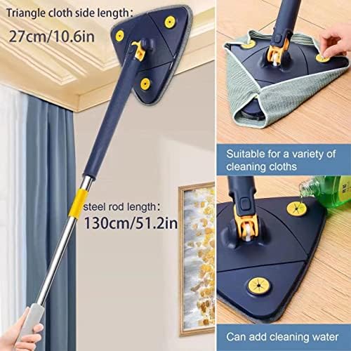 360° Rotatable Adjustable Cleaning Mop, Improved New Triangle Cleaning Mop with Automatic Water Squeezing Function