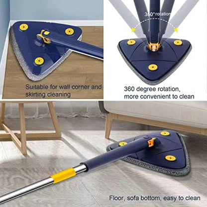 360° Rotatable Adjustable Cleaning Mop, Improved New Triangle Cleaning Mop with Automatic Water Squeezing Function