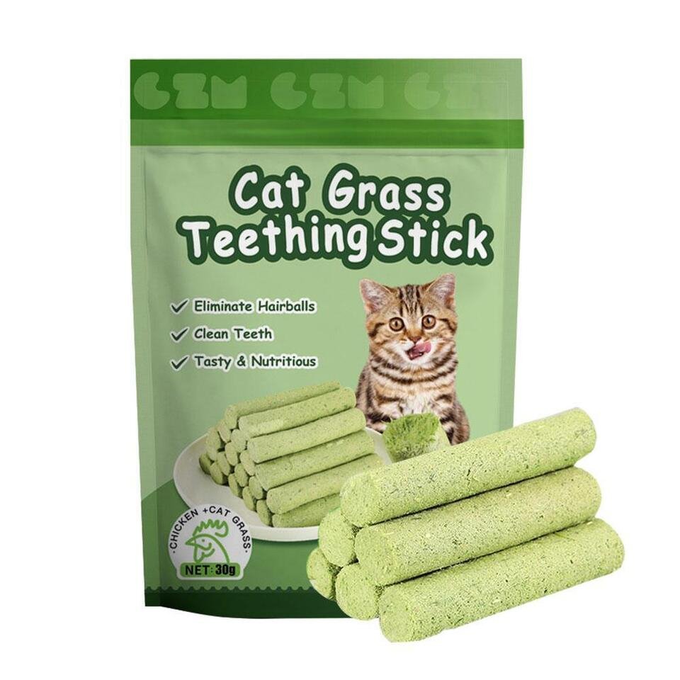 Cat Grass Teething Sticks - Professional Natural Cat Teeth Grinding Grass Rod Toy (6 pcs)