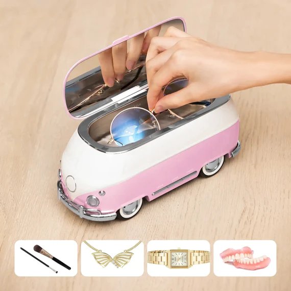 Classical Bus Ultrasonic Cleaner - Professional Ultrasonic Cleaning Machine for All Jewelry Eyeglasses Watches Shaver Heads Makeup Brushes