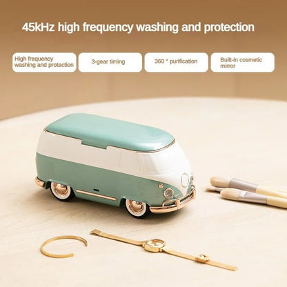 Classical Bus Ultrasonic Cleaner - Professional Ultrasonic Cleaning Machine for All Jewelry Eyeglasses Watches Shaver Heads Makeup Brushes