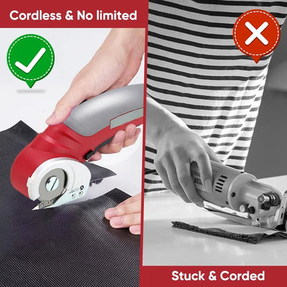 Cordless Versatile Cutter - Rotary Cutter with Self-sharpening Blade for Fabric Cloth Carpet Leather Felt