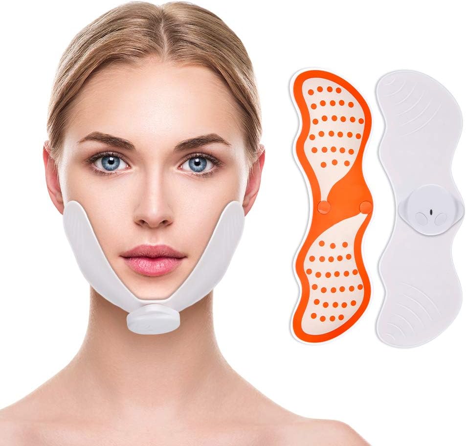 EMS Face Lift Massager - Electronic Pulse Muscle Stimulator V Face Slimming Exerciser With Gel Pads Facial Skin Lift Tools