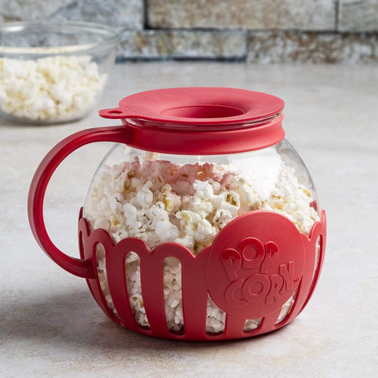 Glass Microwave Popcorn Maker - 3-in-1 Lid Ecolution Patented Micro-Pop Microwave Popcorn Popper