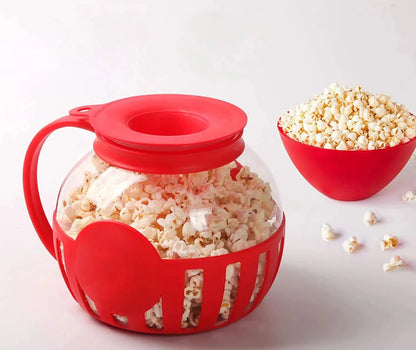 Glass Microwave Popcorn Maker - 3-in-1 Lid Ecolution Patented Micro-Pop Microwave Popcorn Popper