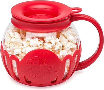 Glass Microwave Popcorn Maker - 3-in-1 Lid Ecolution Patented Micro-Pop Microwave Popcorn Popper