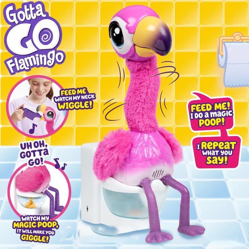 Gotta Go Flamingo Magic Feed Toy - He Repeats What You say Also! You Won't be able to Stop Laughing & Singing Along