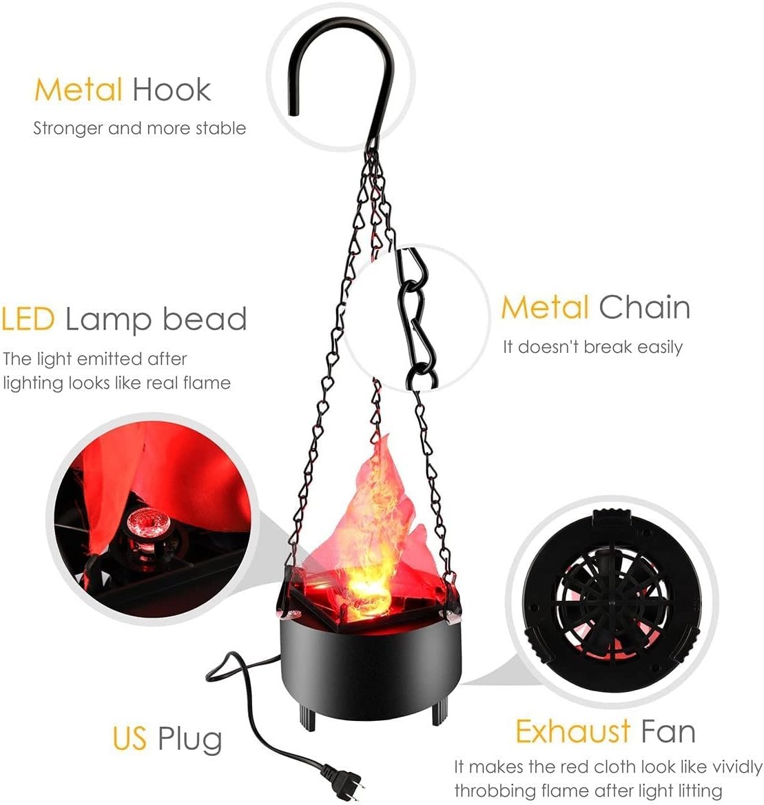 Halloween Bar Hanging Flame Light - Realistic Flame Simulation