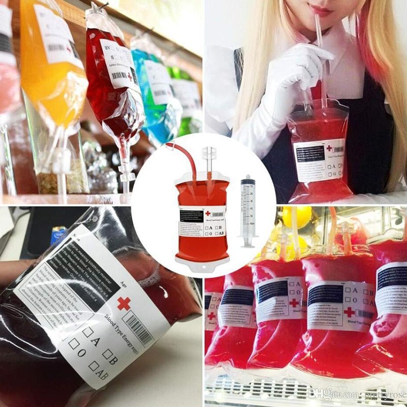 Halloween Blood Bags for Drinks - 400ml Cosplay Party Blood Bag