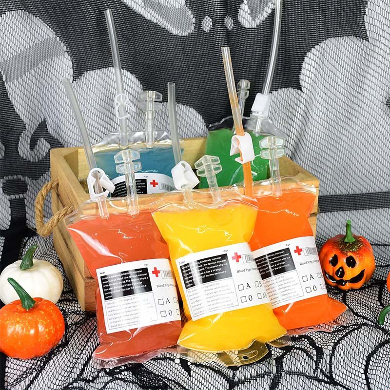 Halloween Blood Bags for Drinks - 400ml Cosplay Party Blood Bag