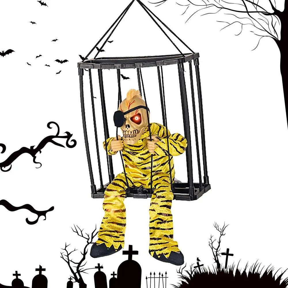 Halloween Decoration Prisoner Ghost In Cage - Hangable Talking Ghost