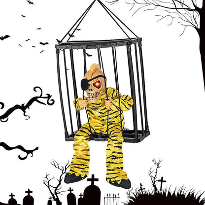 Halloween Decoration Prisoner Ghost In Cage - Hangable Talking Ghost