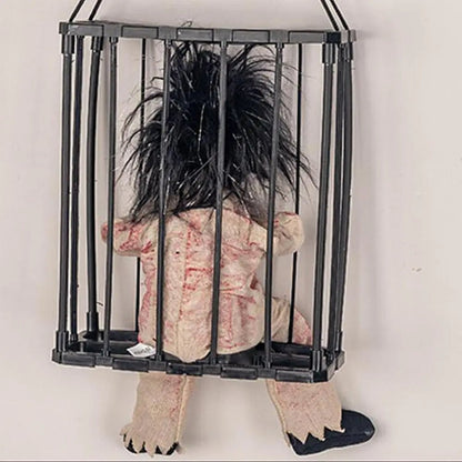 Halloween Decoration Prisoner Ghost In Cage - Hangable Talking Ghost