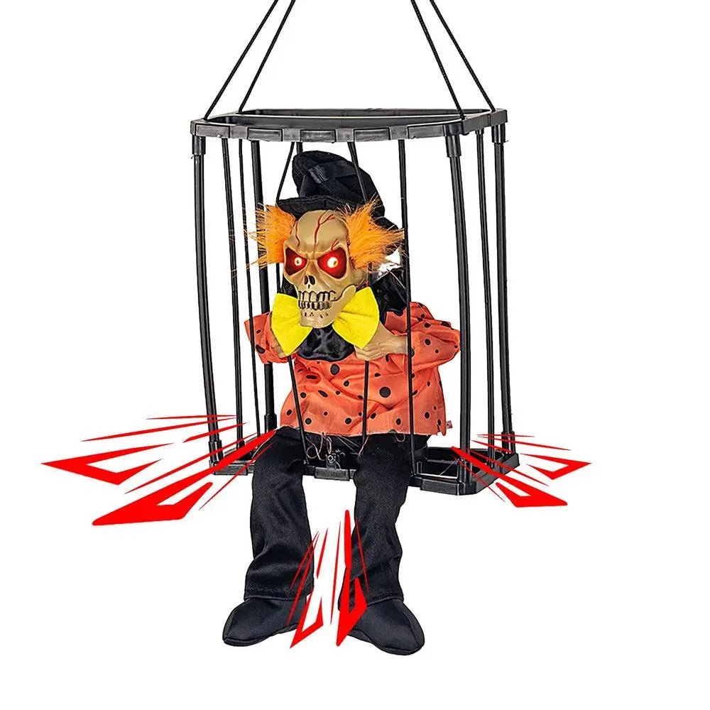 Halloween Decoration Prisoner Ghost In Cage - Hangable Talking Ghost