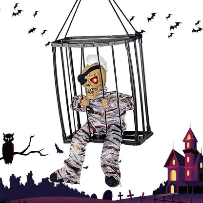 Halloween Decoration Prisoner Ghost In Cage - Hangable Talking Ghost