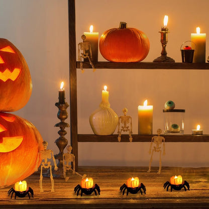 Halloween Festival Atmosphere Creative Halloween Spider Candlestick Ornaments - Candle Light Eye-catching Halloween Light Props