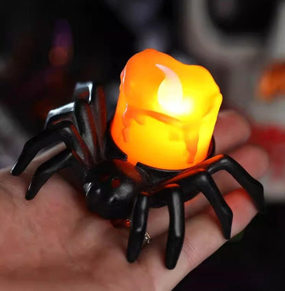 Halloween Festival Atmosphere Creative Halloween Spider Candlestick Ornaments - Candle Light Eye-catching Halloween Light Props