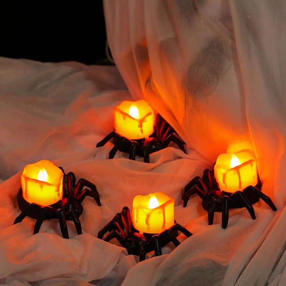 Halloween Festival Atmosphere Creative Halloween Spider Candlestick Ornaments - Candle Light Eye-catching Halloween Light Props