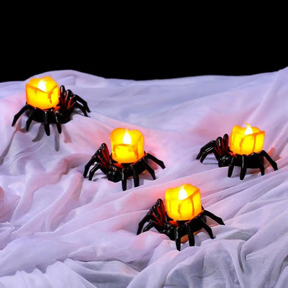 Halloween Festival Atmosphere Creative Halloween Spider Candlestick Ornaments - Candle Light Eye-catching Halloween Light Props