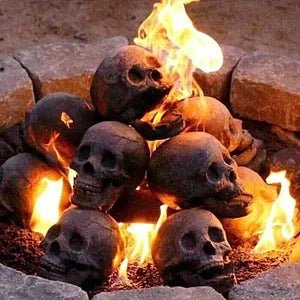 Halloween Fire Pit Skulls - Reusable Ceramic Skull Bonfire