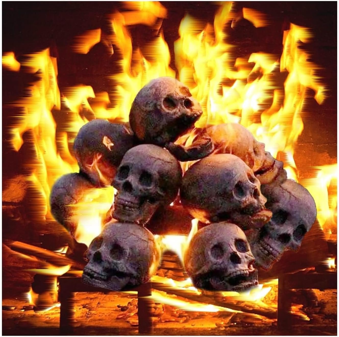 Halloween Fire Pit Skulls - Reusable Ceramic Skull Bonfire