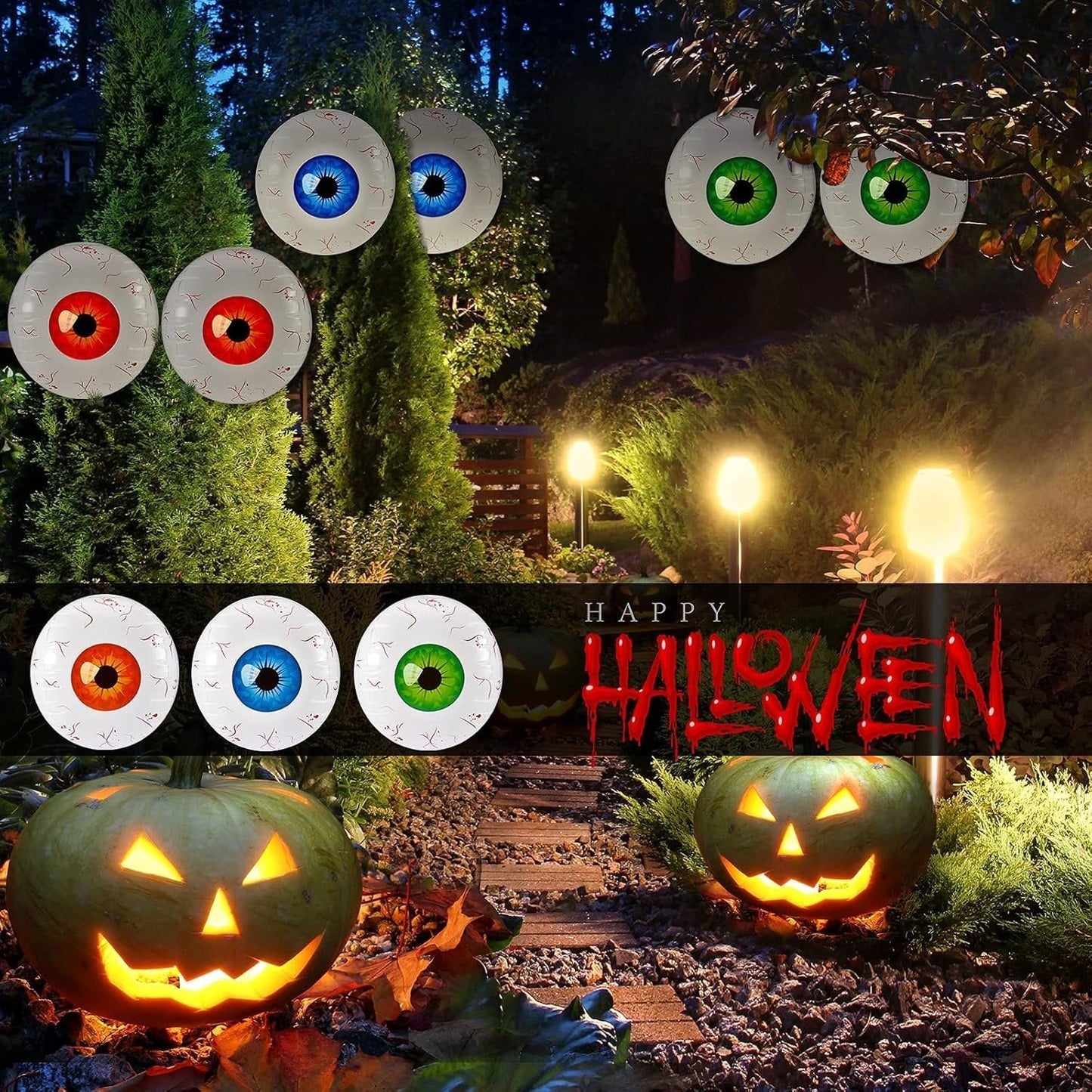 Halloween Inflatable Eyeball Balloon  - 6 Pieces Halloween Inflatable Eyeball for Indoor and Outdoor Halloween Party