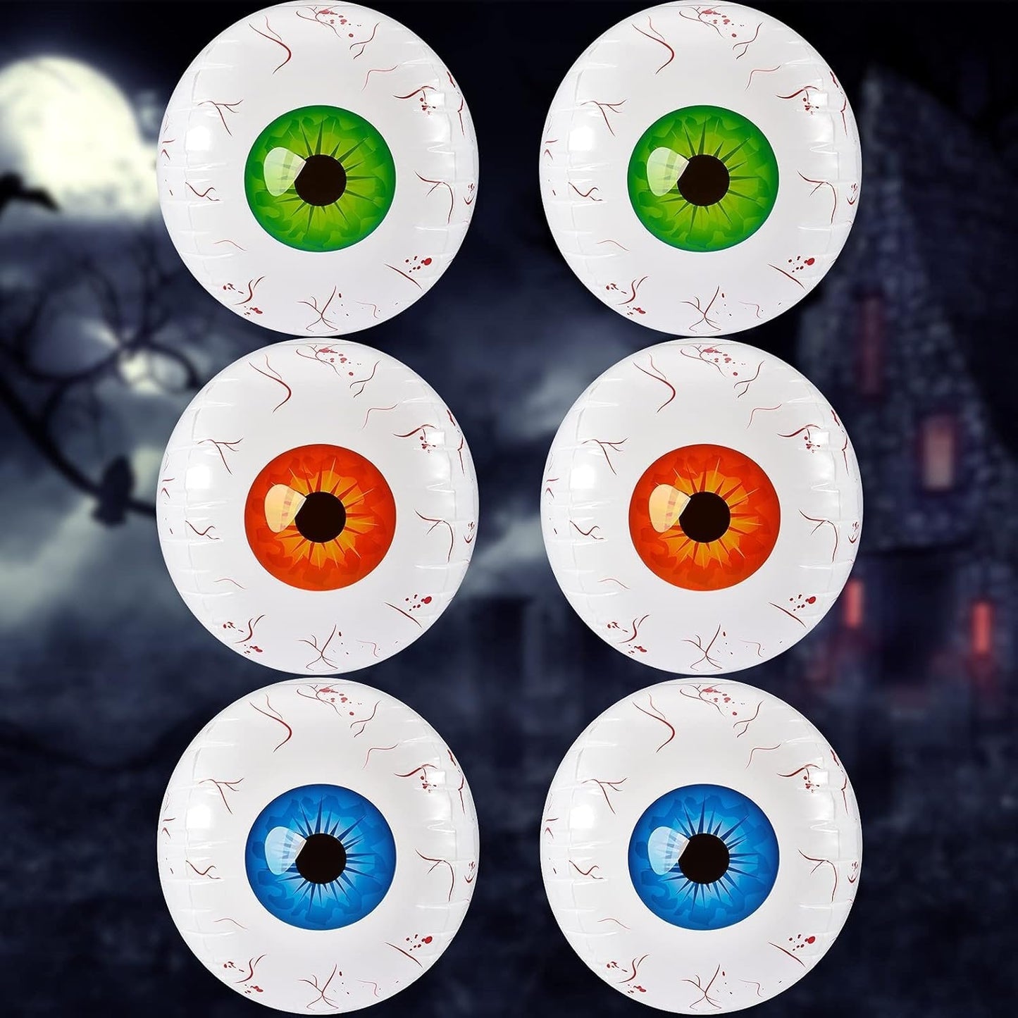 Halloween Inflatable Eyeball Balloon  - 6 Pieces Halloween Inflatable Eyeball for Indoor and Outdoor Halloween Party