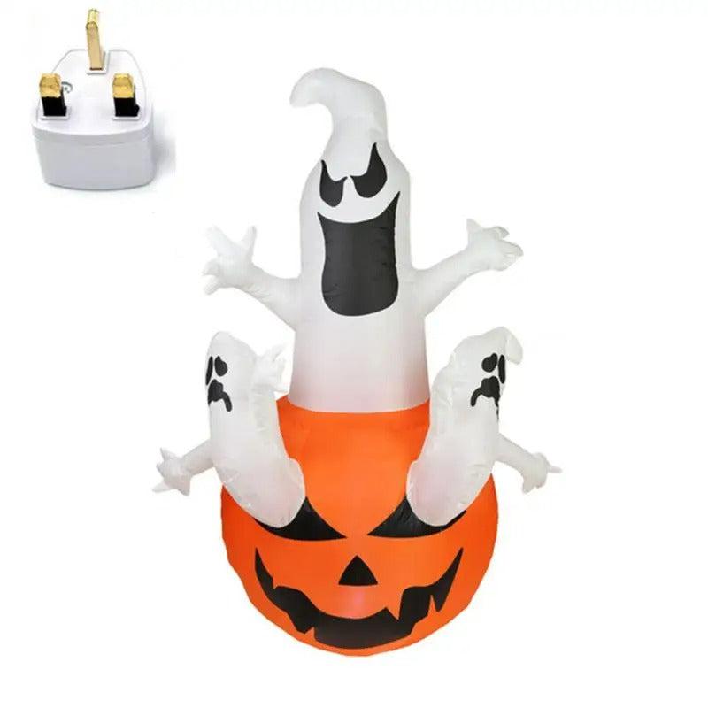 Halloween Inflatable Ghost Holding Pumpkin -  Street Signs Decoration, Tricks or Treats, Halloween Festive Party