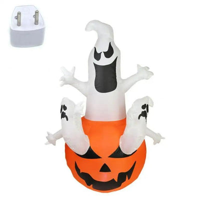 Halloween Inflatable Ghost Holding Pumpkin -  Street Signs Decoration, Tricks or Treats, Halloween Festive Party