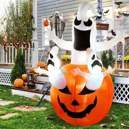 Halloween Inflatable Ghost Holding Pumpkin -  Street Signs Decoration, Tricks or Treats, Halloween Festive Party