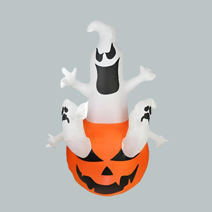 Halloween Inflatable Ghost Holding Pumpkin -  Street Signs Decoration, Tricks or Treats, Halloween Festive Party