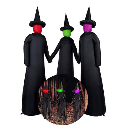 Halloween Inflatables Three Witches -  Light-Up Witches Decoration with Stakes