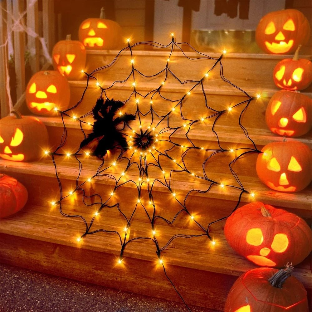 Halloween Lights Spider - Waterproof LED Spiderweb Halloween Party Decoration