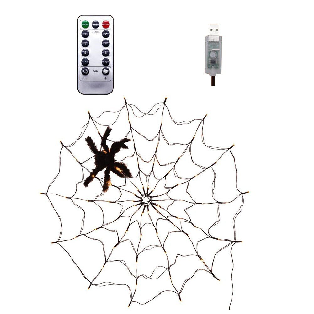 Halloween Lights Spider - Waterproof LED Spiderweb Halloween Party Decoration