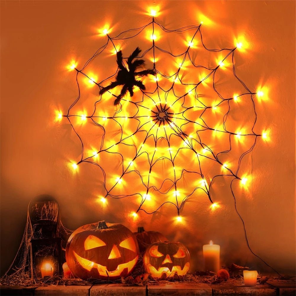 Halloween Lights Spider - Waterproof LED Spiderweb Halloween Party Decoration