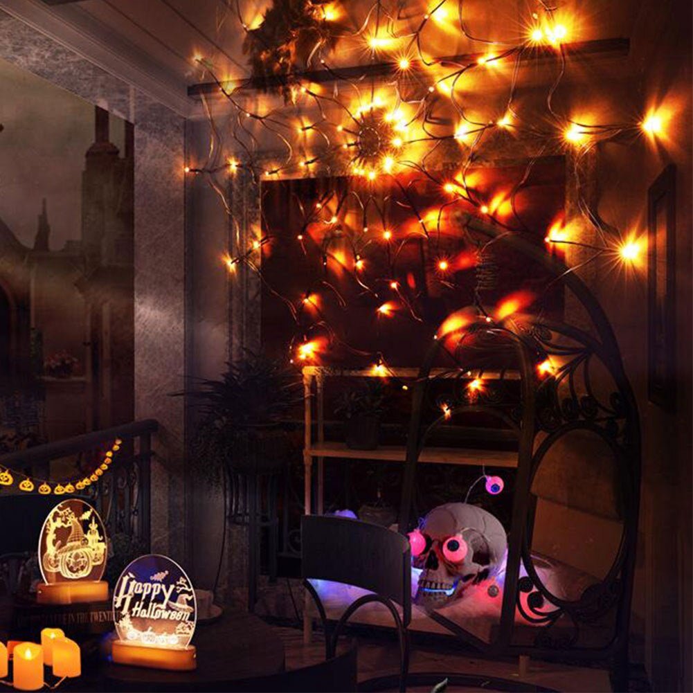 Halloween Lights Spider - Waterproof LED Spiderweb Halloween Party Decoration