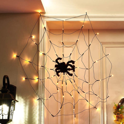 Halloween Lights Spider - Waterproof LED Spiderweb Halloween Party Decoration