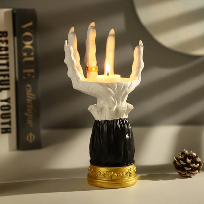 Halloween Palm Tray Candle Holder - Palm Witch Hand Candlestick Halloween Home Party Decorative