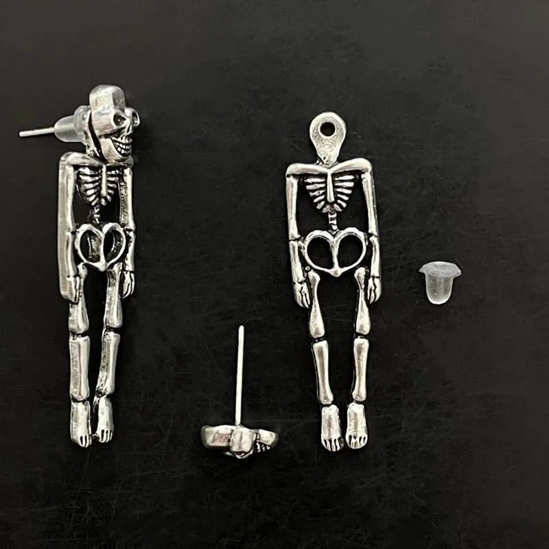 Halloween Skull Simulation Human Skeleton Detachable Stud Earrings - Dangle Earrings for Women